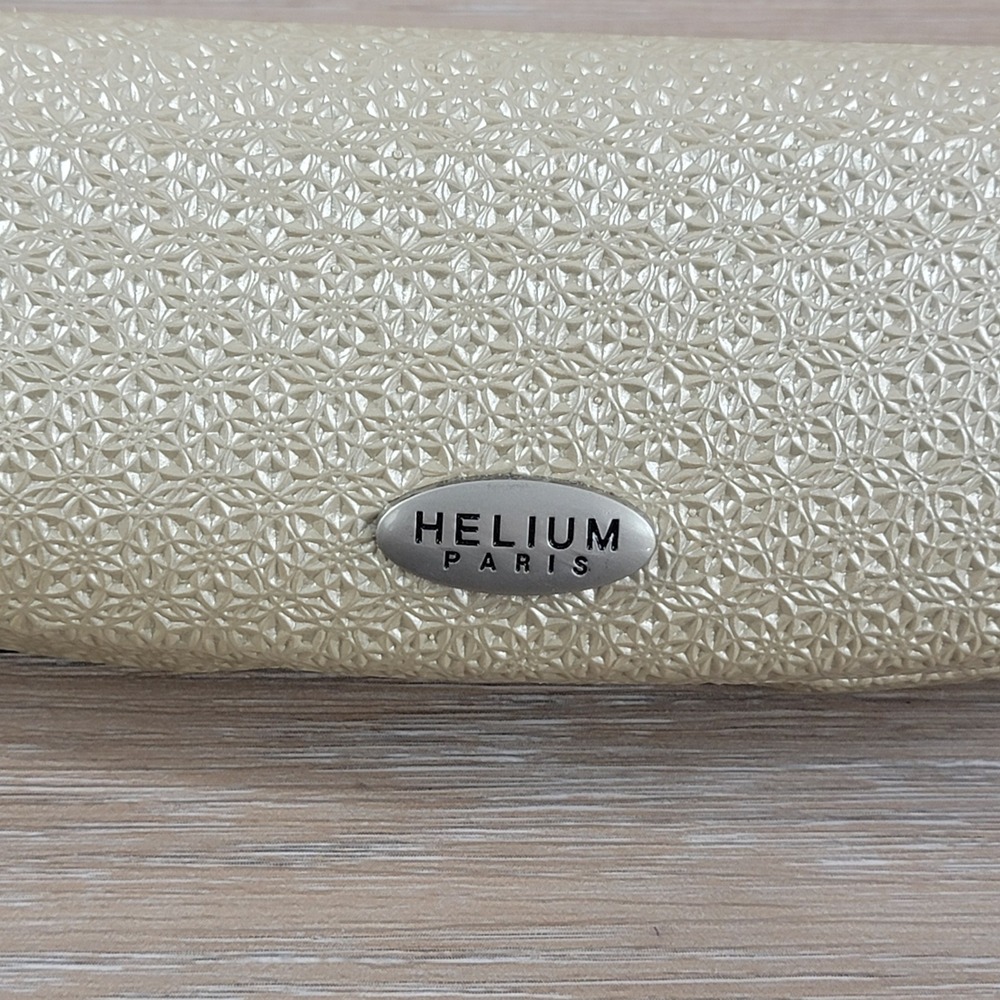 Helium Paris Champagne Gold Embossed Hardshell Eyeglass Case Metallic Floral